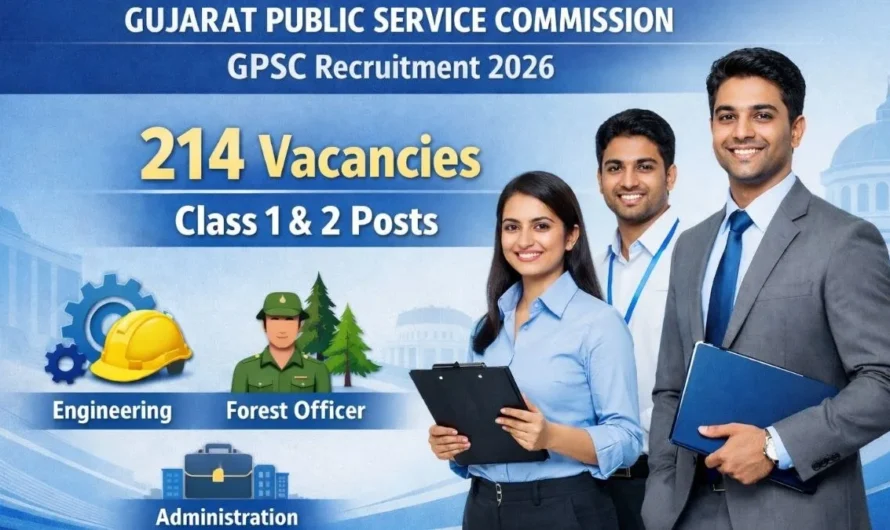 GPSC Recruitment 2026: Apply Online for 214 Class-1 & Class-2 Posts in Engineering, Admin & Accounts