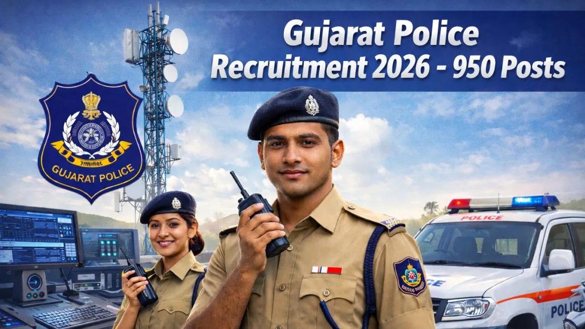 Gujarat Police Wireless and Motor Transport Recruitment 2026 notification for 950 PSI Technical Operator Head Constable posts apply online